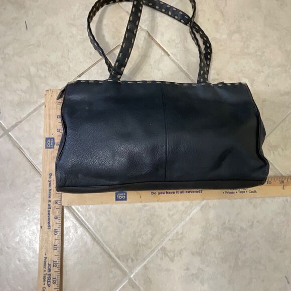 Vintage The Sak Elliot Lucca Black Leather/PVC Purse Thick contrasting trim 80’s - Picture 9 of 15